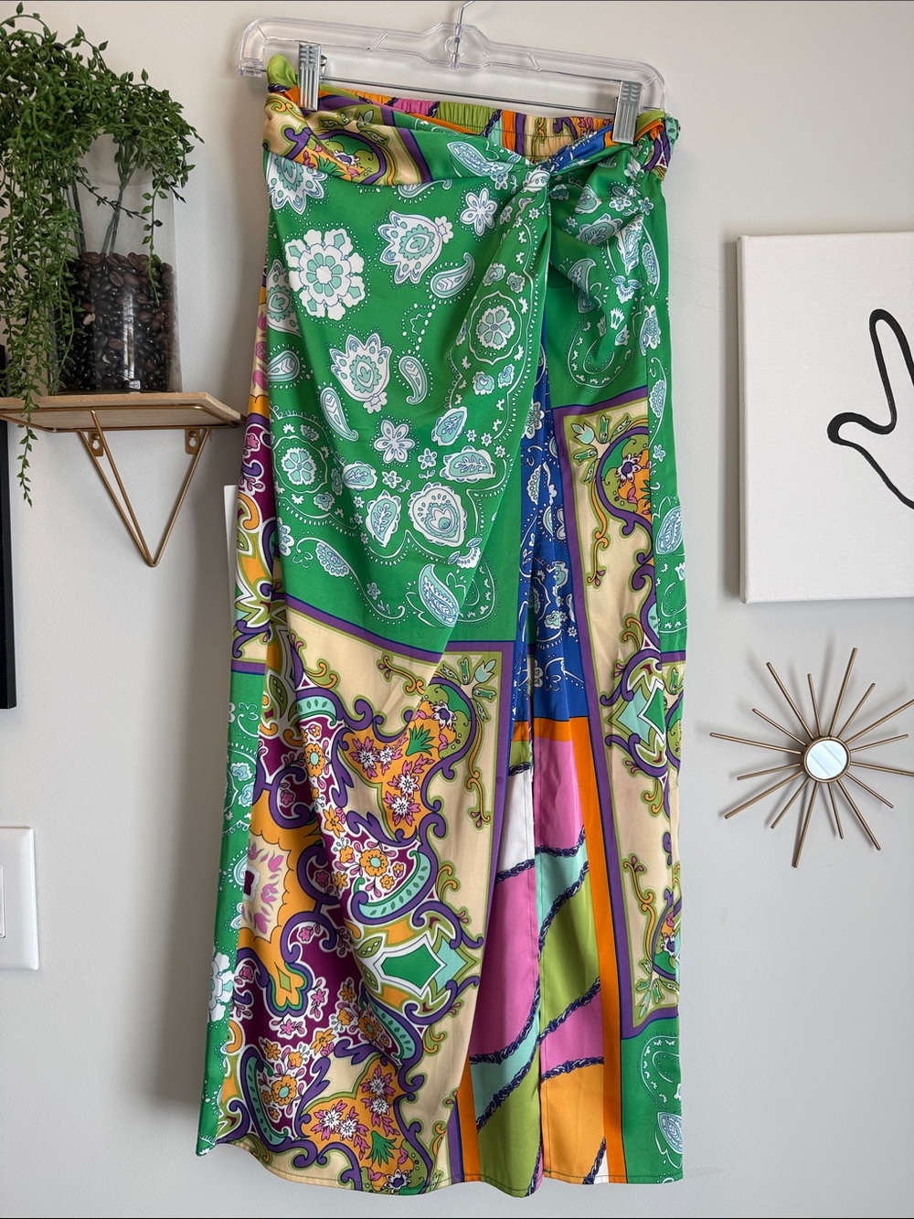 Bailey 44 Green Bandana Patchwork Midi Skirt with Slit